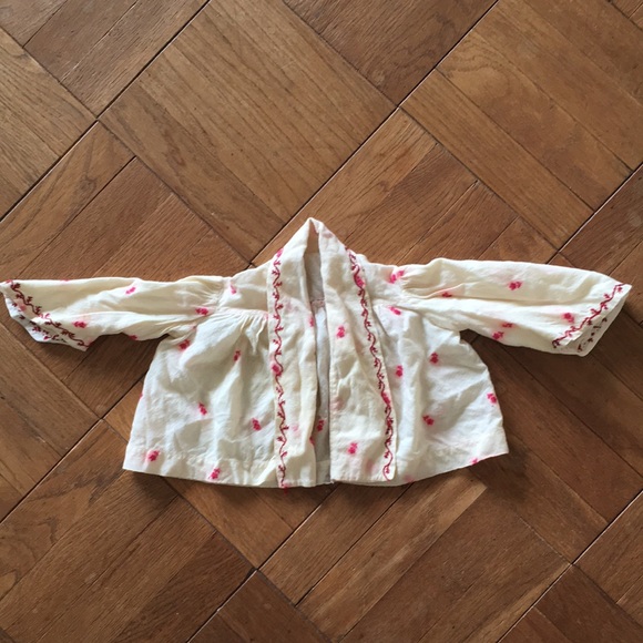 Antique baby or doll jacket wool hand embroidered